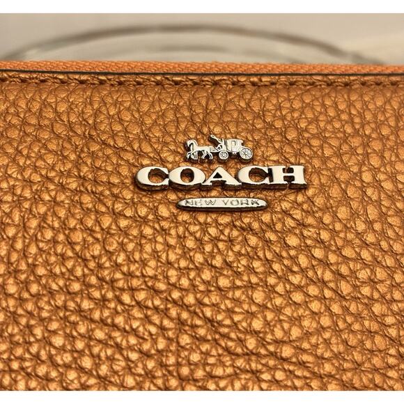 COACH Long Zip Around Papaya Orange Leather Wallet C4451 /NWOT - Picture 2 of 6